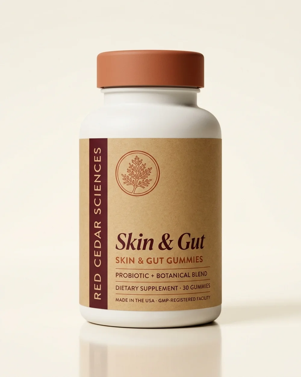Red Cedar Sciences Skin & Gut Gummies cherry flavor